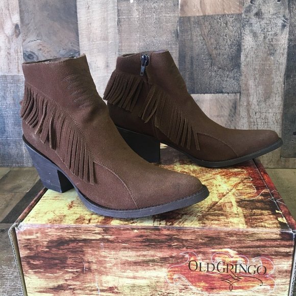 Old Gringo Brown Tassel Ankle Cowboy Boots Womens 7.5 B - Picture 5 of 12